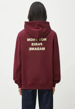 Drole de Monsieur hanorac de bumbac Le Hoodie Slogan culoarea bordo, cu gluga, cu imprimeu, I.HO162.CO127 imagine