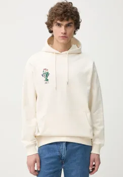 Drole de Monsieur hanorac de bumbac Le Hoodie Vase barbati, culoarea bej, cu gluga, cu imprimeu, F-HO174-CO127-CM imagine