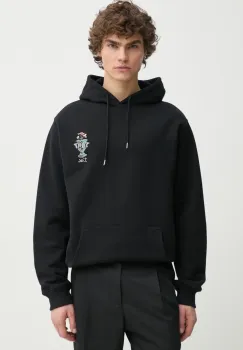 Drole de Monsieur hanorac de bumbac Le Hoodie Vase barbati, culoarea negru, cu gluga, cu imprimeu, F-HO174-CO127-BL imagine