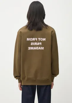 Drole de Monsieur hanorac de bumbac Le Sweatshirt Slogan culoarea verde, cu imprimeu, I.SW149.CO127 imagine