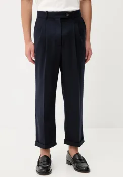 Drole de Monsieur pantaloni cu lana Le Pantalon Plis Cropped albastru marin I.BP192.WV008 imagine