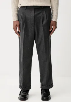 Drole de Monsieur pantaloni cu lana Le Pantalon Plis Cropped culoare gri I.BP192.WV008 imagine