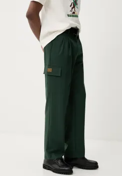 Drole de Monsieur pantaloni din lana Le Pantalon Cargo Laine culoarea verde, drept, G-BP148-PL127-FGN imagine
