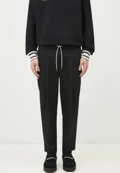 Drole de Monsieur pantaloni din lana Le Pantalon Cropped barbati, culoarea negru, drept, PERM-BP167-PL127-BL imagine