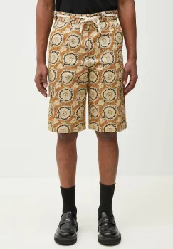 Drole de Monsieur pantaloni scurti din bumbac Le Short Workwear Paisley barbati, culoarea galben, G-BS155-CO189-MS imagine