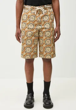 Drole de Monsieur pantaloni scurti din bumbac Le Short Workwear Paisley barbati, culoarea galben, G-BS155-CO189-MS imagine
