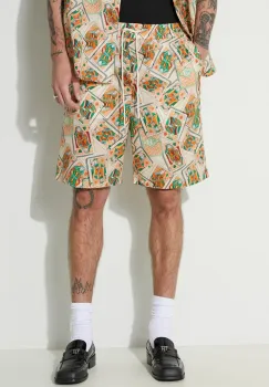 Drole de Monsieur pantaloni scurti din in Le Short Jeu de Cartes culoarea portocaliu, D-BS138-LI002-PC imagine