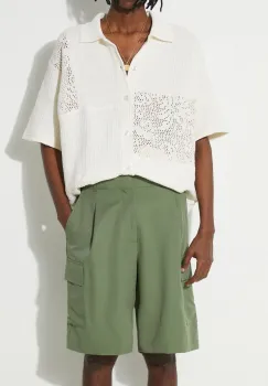 Drole de Monsieur pantaloni scurti din lana Le Short Cargo Laine culoarea verde, D-BS133-PL127-KK imagine