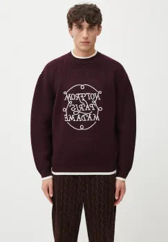 Drole de Monsieur pulover de lana La Maille Slogan culoarea violet, calduros, I.PO184.WO007 imagine