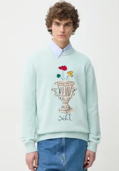 Drole de Monsieur pulover de lana La Maille Vase barbati, culoarea turcoaz, F-PO174-WO023-LBE imagine