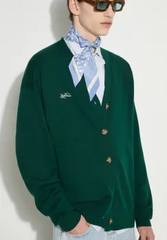 Drole de Monsieur pulover de lana Le Cardigan Drole barbati, culoarea verde, PERM-CA123-WO007-DGN imagine