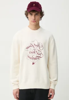Drole de Monsieur pulover de lana Le Pull Slogan Vignes barbati, culoarea bej, F-PO178-WO023-CM imagine