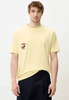 Drole de Monsieur tricou din bumbac Le T-Shirt Parasol culoarea galben, cu imprimeu, G-TS242-CO165-BAN imagine