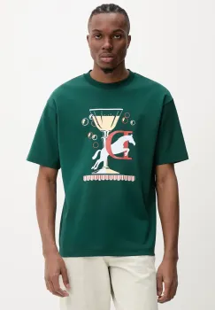 Drole de Monsieur tricou din bumbac Le T-Shirt Polo culoarea verde, cu imprimeu, G-TS241-CO199-DGN imagine