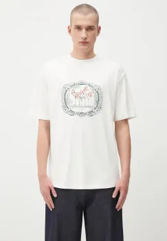 Drole de Monsieur tricou din bumbac Le Tshirt Plateau culoarea alb, cu imprimeu, H.TS255.CO002 imagine