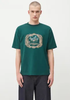 Drole de Monsieur tricou din bumbac Le Tshirt Plateau culoarea verde, cu imprimeu, H.TS255.CO002 imagine