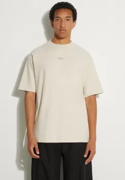 Drole de Monsieur tricou din bumbac Slogan Classique barbati, culoarea bej, cu imprimeu, PERM-TS202-CO002-MT imagine