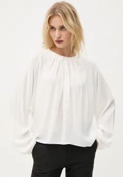 Drykorn bluza din amestec de matase culoarea alb, neted, 130048 87542 imagine