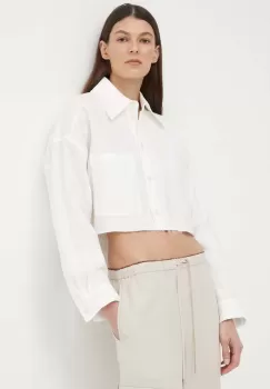 Drykorn camasa de in DANU culoarea bej, cu guler clasic, relaxed, 126086 87505 imagine