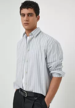 Drykorn camasa din bumbac barbati, culoarea gri, cu guler clasic, relaxed imagine