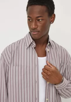 Drykorn camasa din bumbac barbati, culoarea violet, cu guler clasic, relaxed imagine