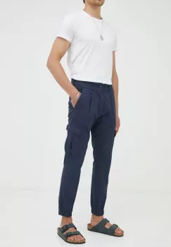 Drykorn pantaloni de bumbac culoarea albastru marin, cu fason cargo imagine
