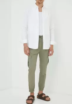 Drykorn pantaloni de bumbac culoarea verde, cu fason cargo imagine