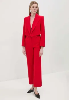 Drykorn pantaloni femei, culoarea rosu, fason tigareta, high waist, 120247 80794 imagine