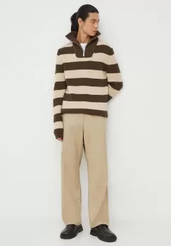 Drykorn pulover de lana barbati, culoarea bej, cu turtleneck imagine