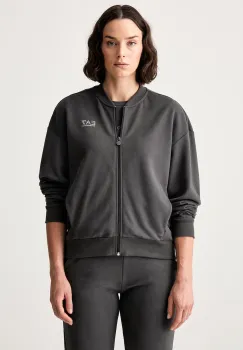 EA7 Emporio Armani hanorac cu fermoar pentru femei cu bumbac imagine