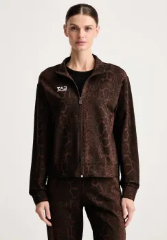 EA7 Emporio Armani hanorac cu fermoar pentru femei din bumbac cu elastan imagine