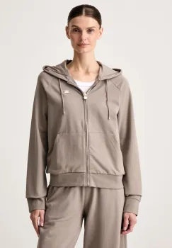 EA7 Emporio Armani hanorac cu fermoar si gluga pentru femei cu bumbac imagine