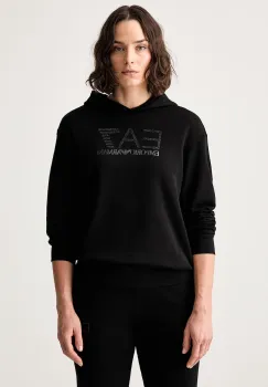 EA7 Emporio Armani hanorac cu gluga pentru femei cu bumbac imagine