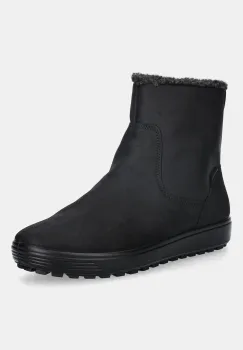 Ecco botine din nubuc Soft 7 Tred Warm culoarea negru, cu toc plat, izolat, 450753-02001 imagine