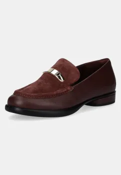 Ecco mocasini de piele Sculpted femei, culoarea bordo, cu toc plat, 222343-52350 imagine