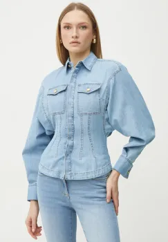 Elisabetta Franchi camasa din denim femei, cu guler clasic, regular, CJ33D51E2 imagine