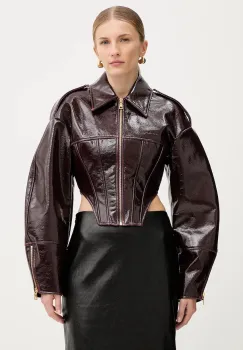 Elisabetta Franchi geaca culoarea bordo, de tranzitie, GB00458E2 imagine
