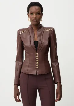 Elisabetta Franchi geaca culoarea maro, de tranzitie, GI18757E2 imagine