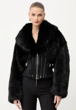 Elisabetta Franchi geaca culoarea negru, de tranzitie, GB05A57E2 imagine