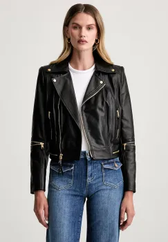 Elisabetta Franchi geaca de biker pentru femei din piele imagine