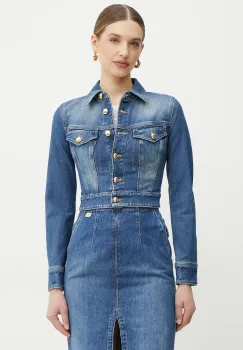 Elisabetta Franchi geaca jeans de tranzitie, BJ37I51E2 imagine