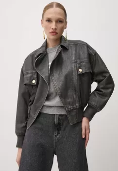 Elisabetta Franchi geaca jeans femei, culoarea gri, de iarna, oversize, BJ31I46E2 imagine