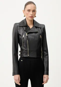 Elisabetta Franchi geaca ramones de piele imagine