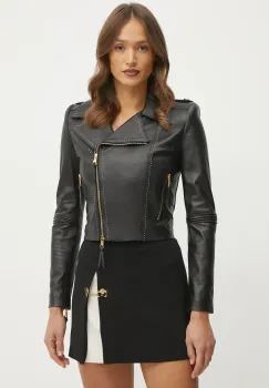 Elisabetta Franchi geaca ramones de piele culoarea negru, de tranzitie, GD47Z51E2 imagine