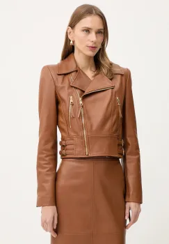 Elisabetta Franchi geaca ramones de piele imagine