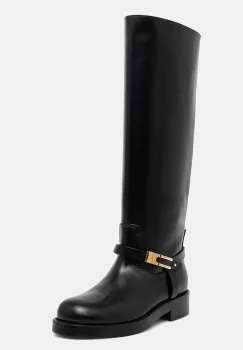 Elisabetta Franchi ghete de piele culoarea negru, cu toc plat, SA57B56E2 imagine