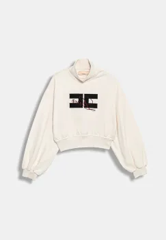 Elisabetta Franchi hanorac de bumbac pentru copii culoarea bej, cu imprimeu, EFFE160.0.FF002 imagine