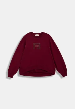 Elisabetta Franchi hanorac de bumbac pentru copii culoarea bordo, cu imprimeu, EFFE158.0.FF002 imagine