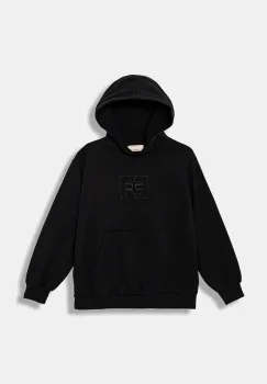 Elisabetta Franchi hanorac de bumbac pentru copii culoarea negru, cu gluga, cu imprimeu, EFFE156.0.FF002 imagine