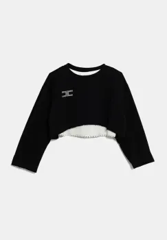 Elisabetta Franchi hanorac de bumbac pentru copii culoarea negru, cu imprimeu, EFFE144.0.FF002 imagine